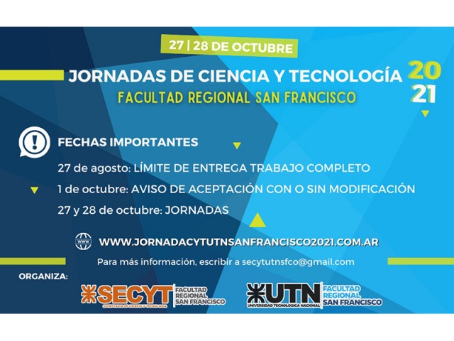 Comenzó la recepción de trabajos para las Jornadas de Ciencia y Tecnología 2021
