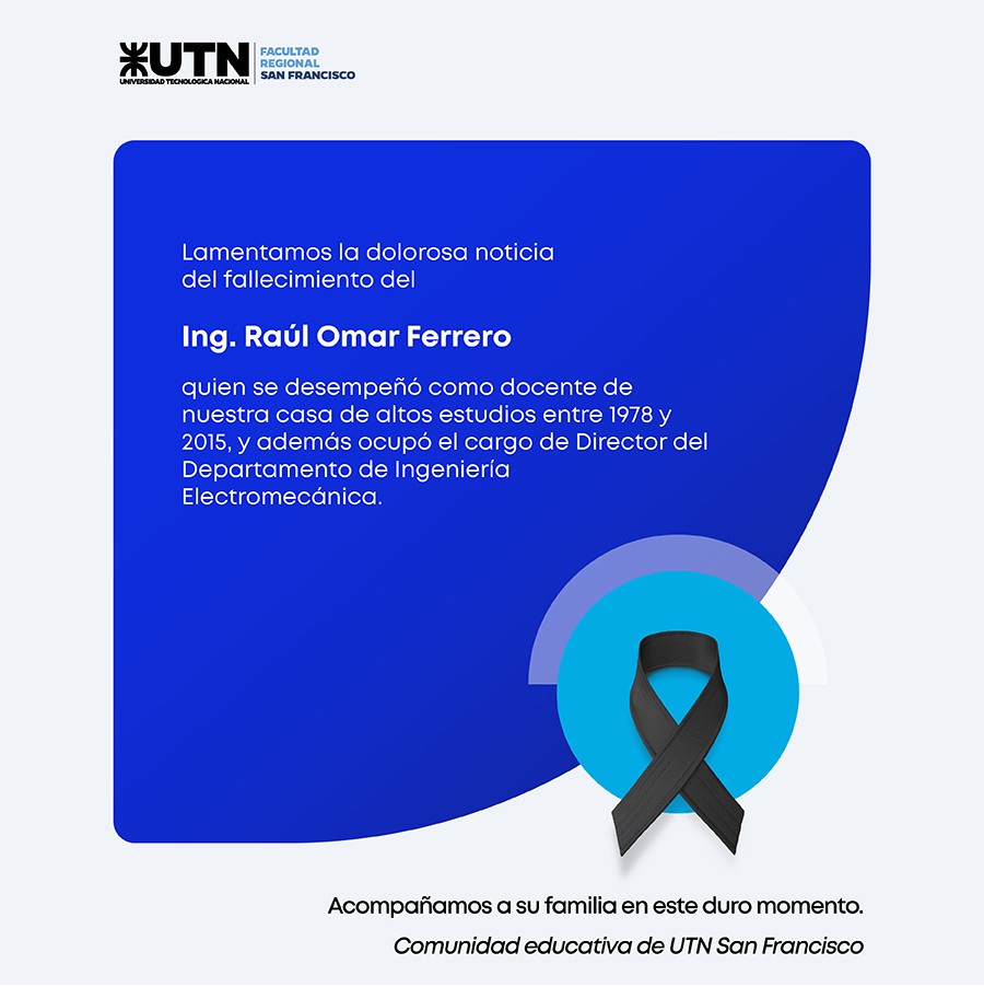 Pesar por el fallecimiento del Ing. Raúl Omar Ferrero
