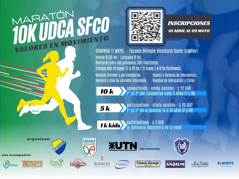 Se realizará la Maratón 10K UDCA SFco 2025