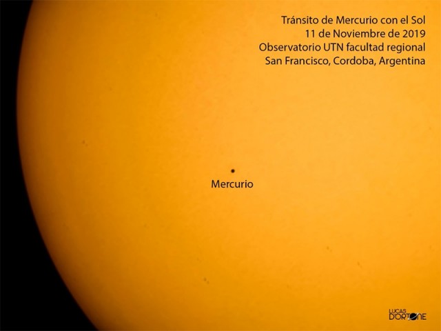 Mercurio pasó entre el Sol y la Tierra y desde el Observatorio fotografiaron el fenómeno
