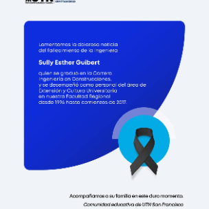 Pesar por el fallecimiento de la Ingeniera Sully Esther Guibert