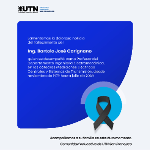 Pesar por el fallecimiento del Ing. Bartolo José Carignano